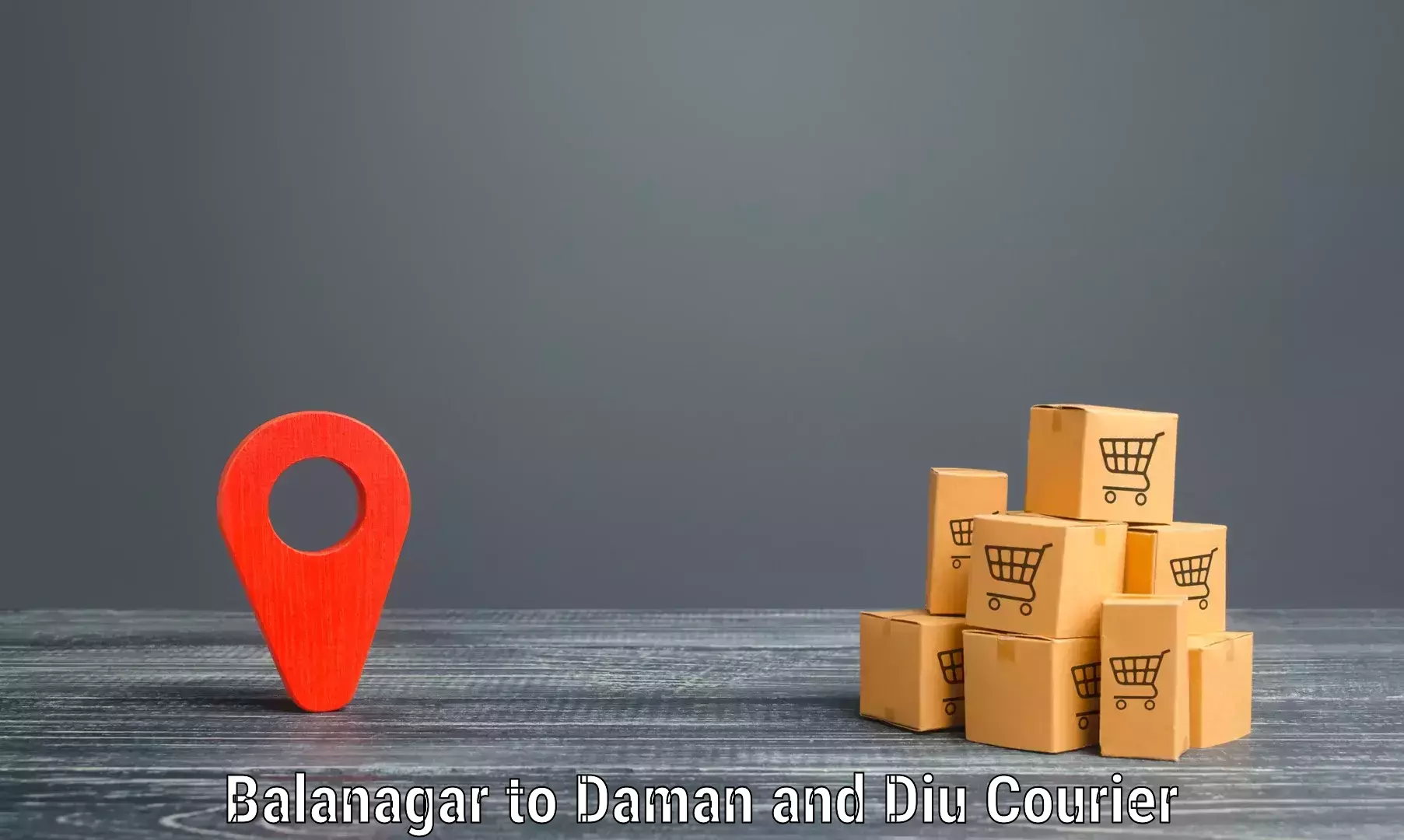Quick parcel dispatch Balanagar to Daman and Diu