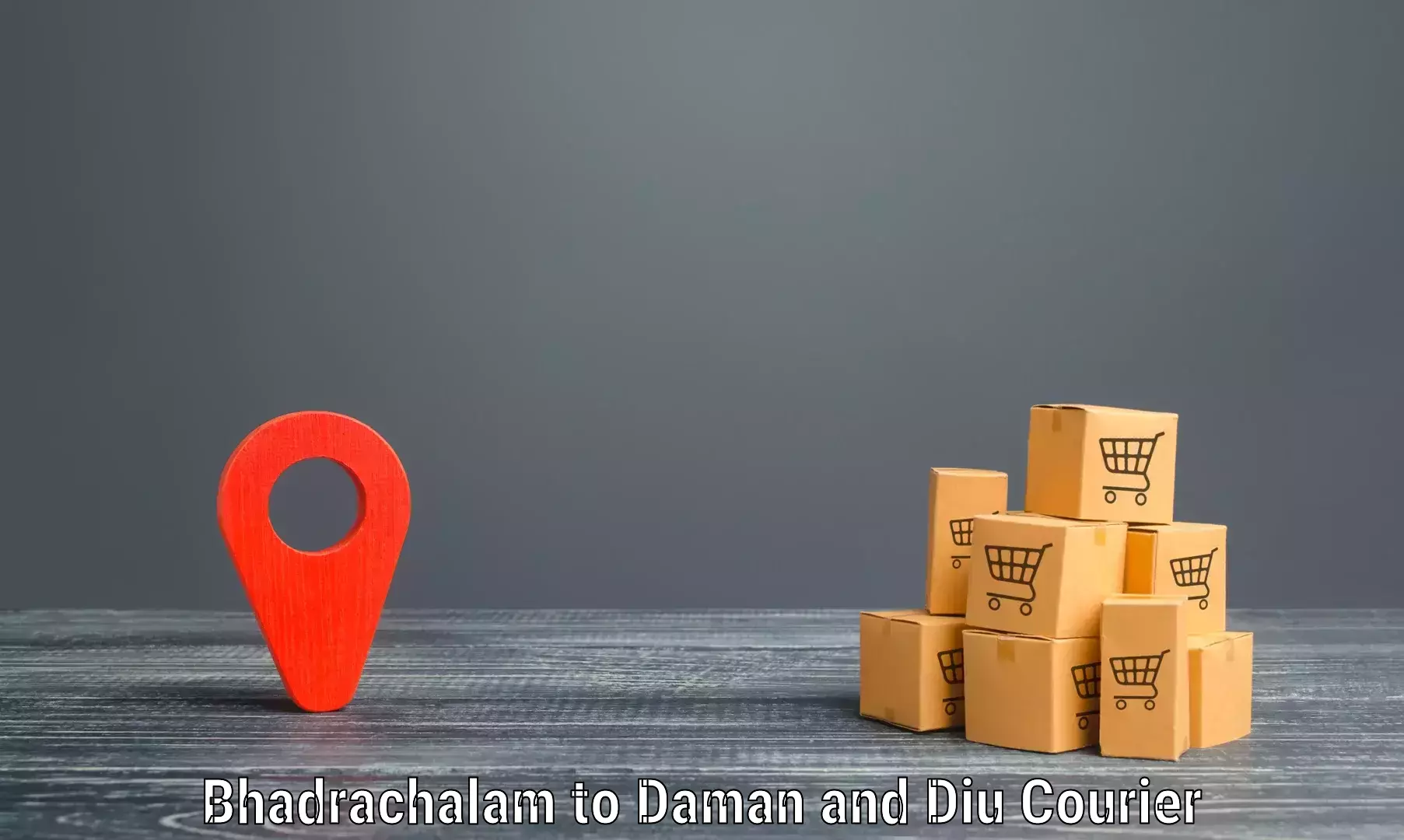 Courier service booking Bhadrachalam to Diu