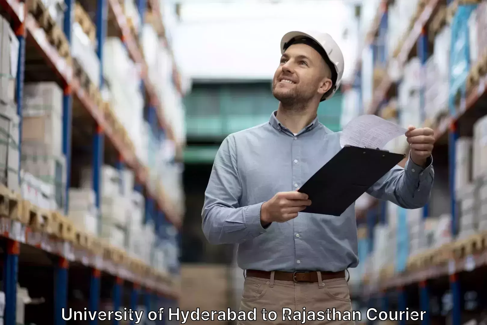 Luggage delivery optimization University of Hyderabad to Gudha Gorji