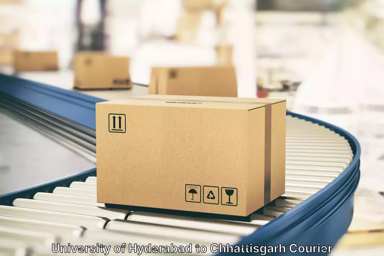 High-quality baggage shipment University of Hyderabad to Rajnandgaon
