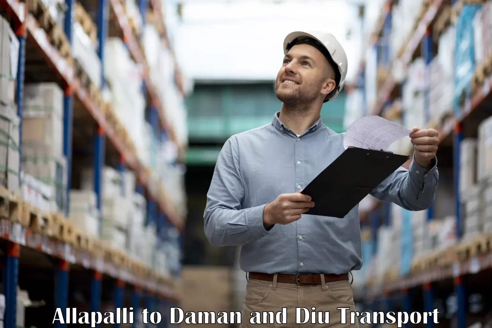 Road transport online services Allapalli to Daman and Diu