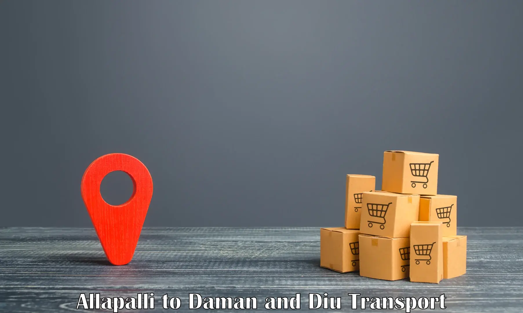 Transport bike from one state to another in Allapalli to Daman and Diu